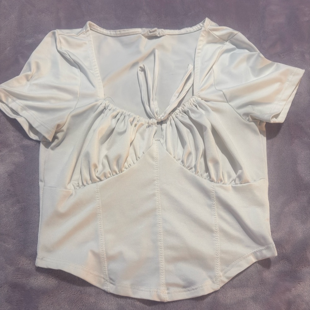 White square neck crop top